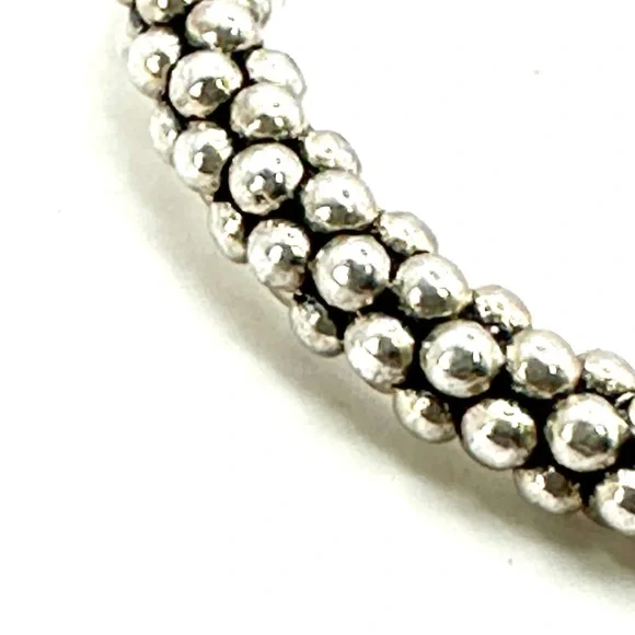 Lagos Signature Caviar Silver Small Beaded Hoop Earrings